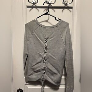 Gray Lace-Up Back Sweater Lululemon Yoga